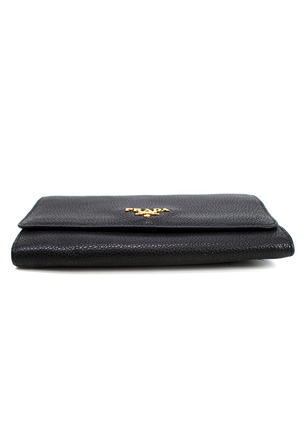 Preowned Prada Black Grained Leather Continental Wallet