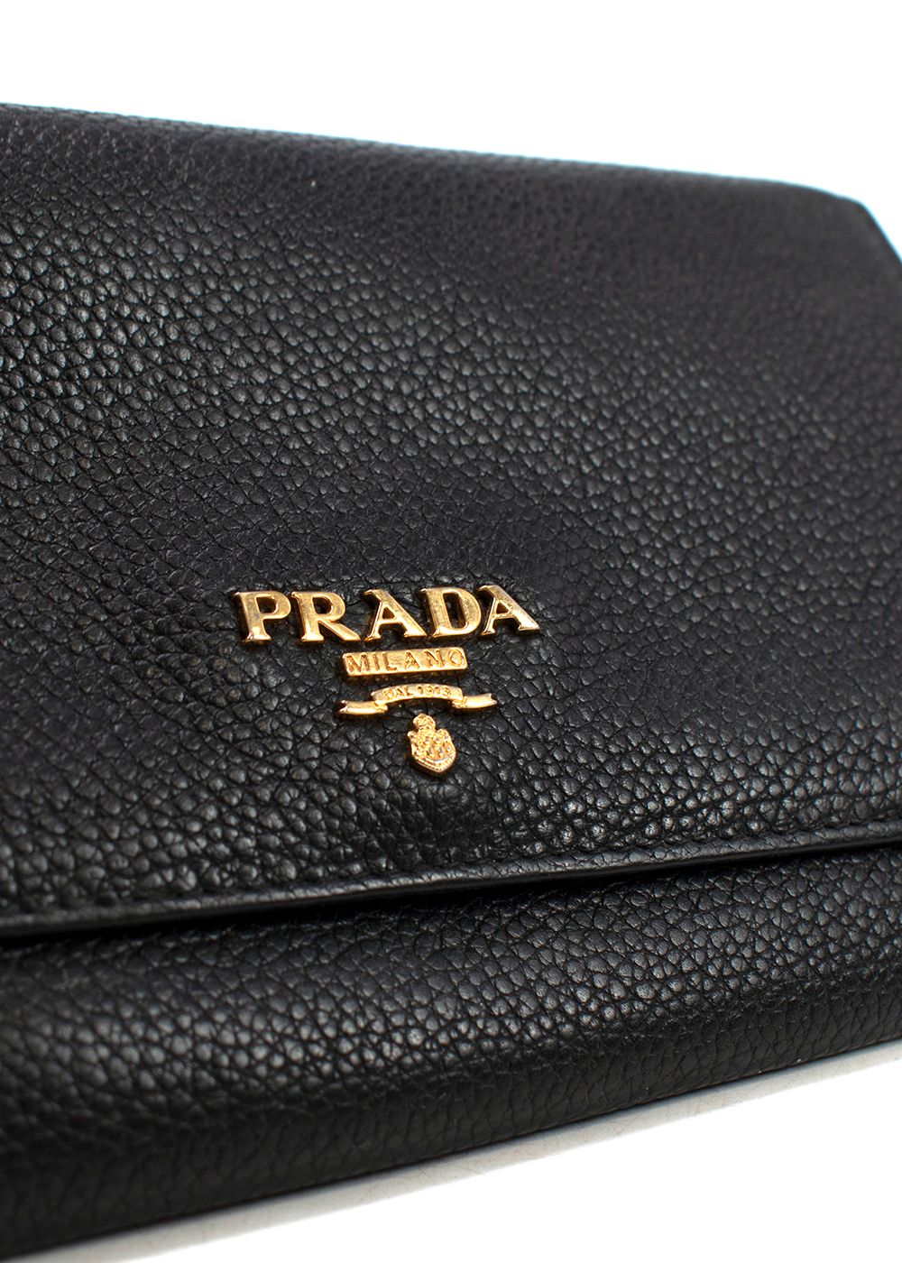 Preowned Prada Black Grained Leather Continental Wallet