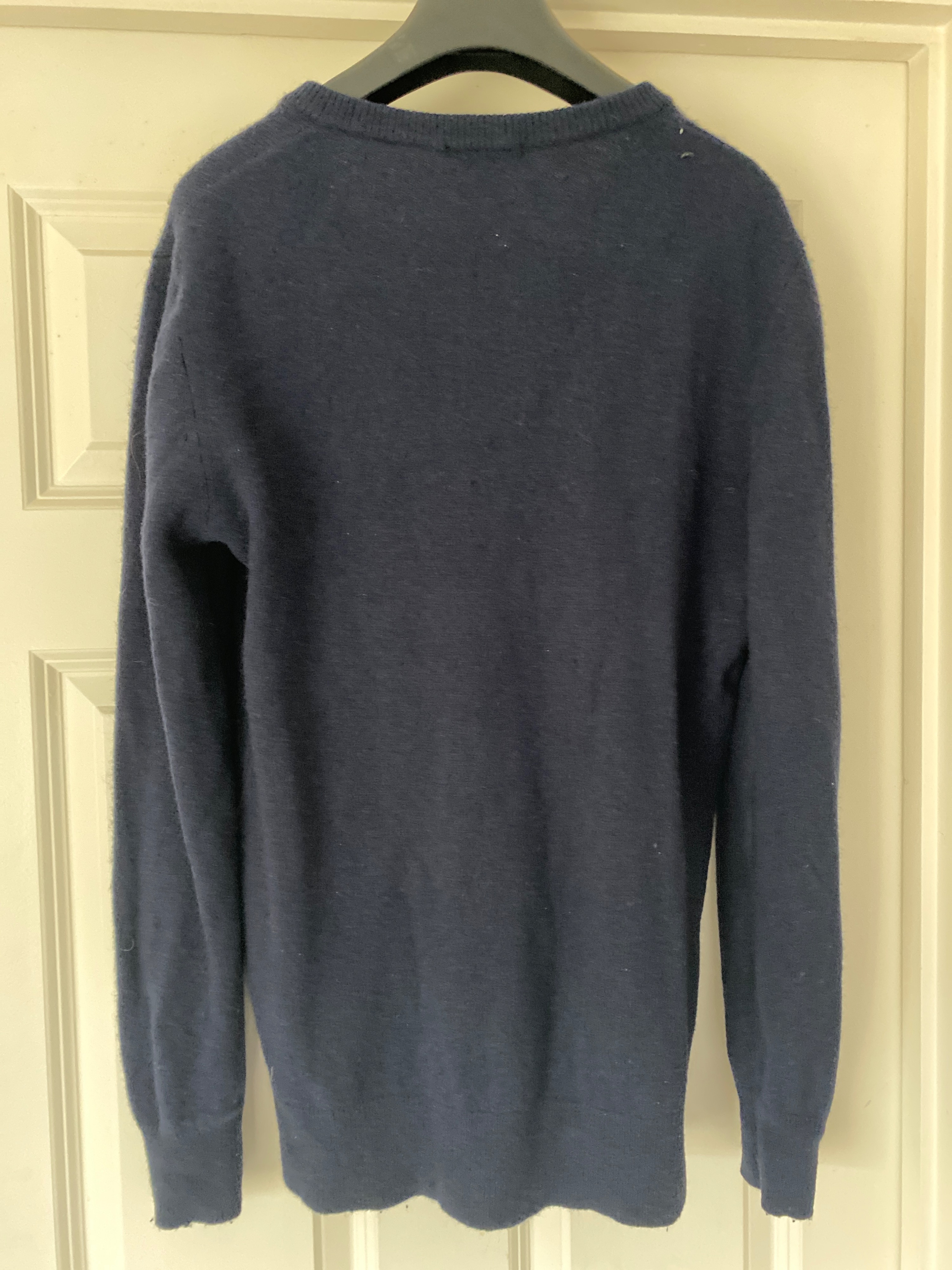 Preowned Ganni Blue V-Neck Wool Jumper Size L