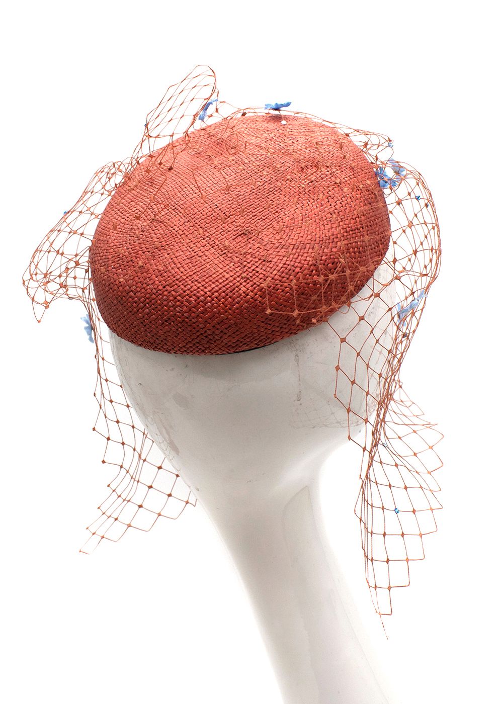 Piers Atkinson Orange Jute Pillbox with Veil jute/mesh