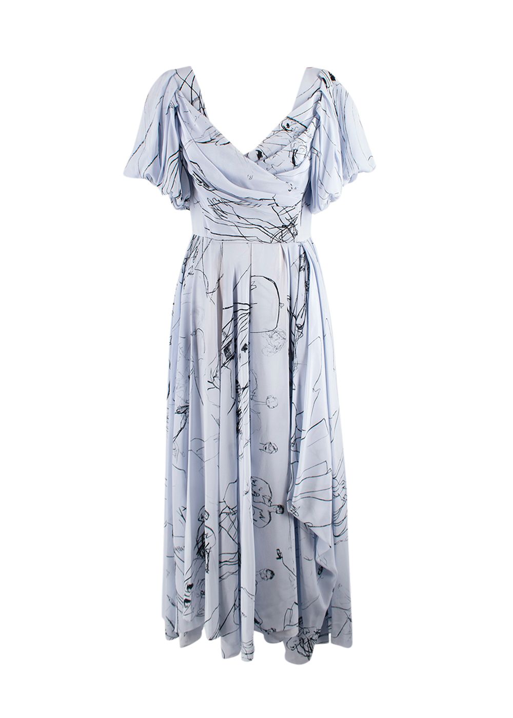 Alexander McQueen Blue Dancing Girls Midi Dress Size M Light blue silk