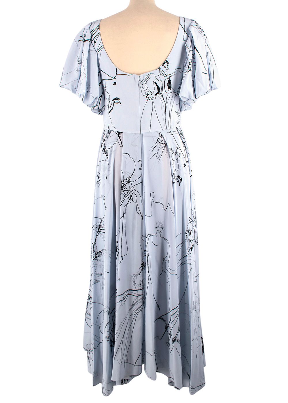 Alexander McQueen Blue Dancing Girls Midi Dress Size M Light blue silk