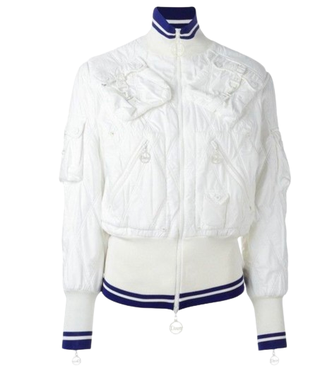 Preowned Dior White Charm Puffer Jacket Size M White/Navy polyester