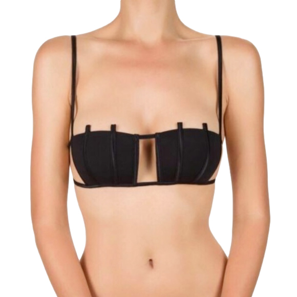 La Perla Black Graphique Couture Bikini Top lycra