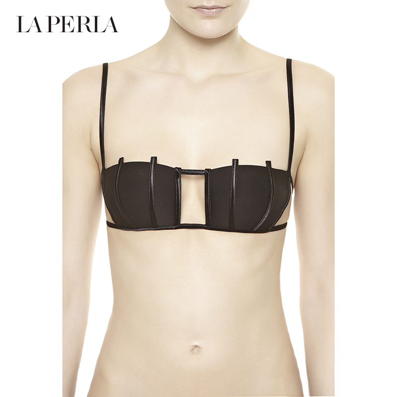 La Perla Black Graphique Couture Bikini Top lycra