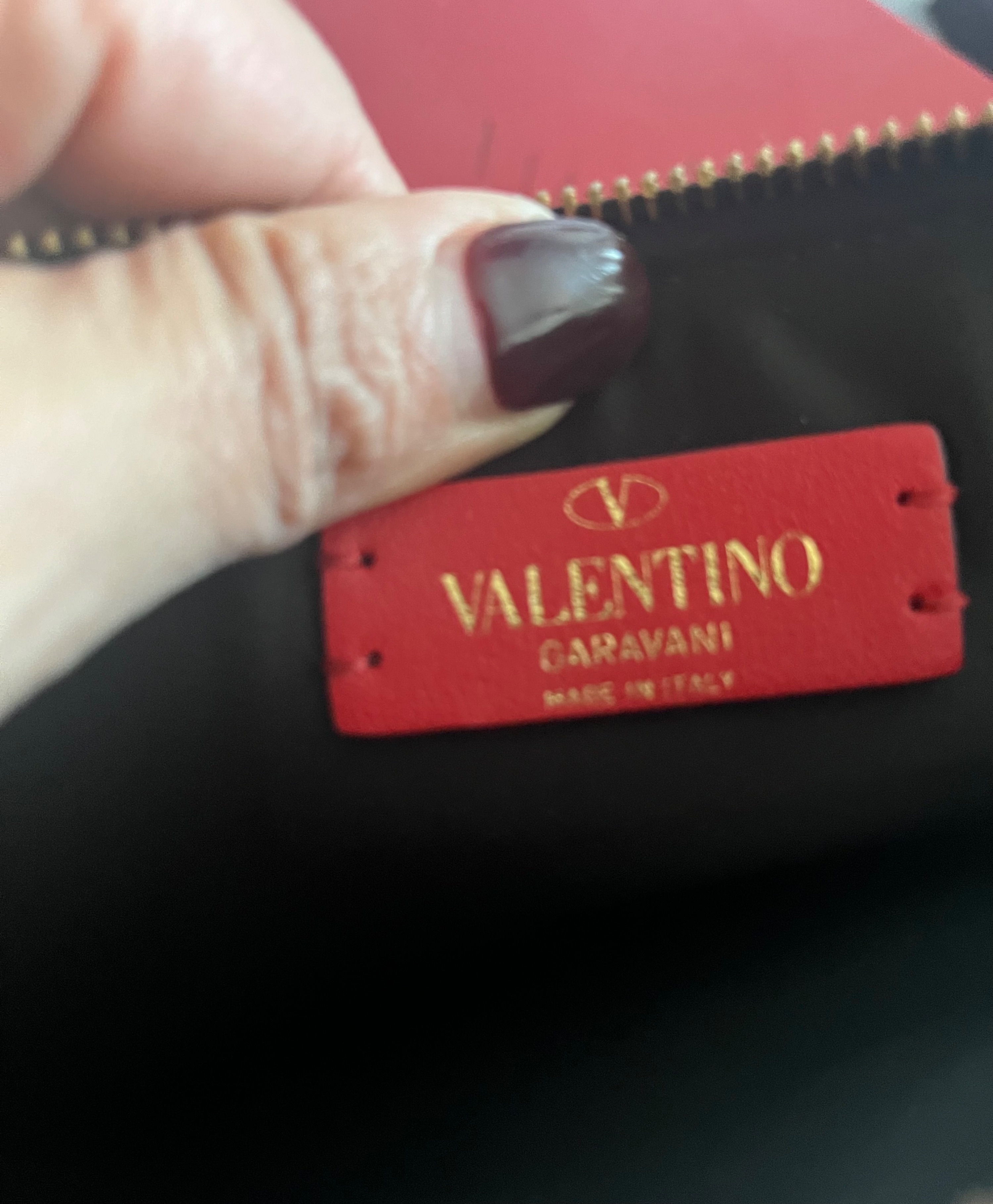 Preowned Valentino Black Leather V-Logo Clutch