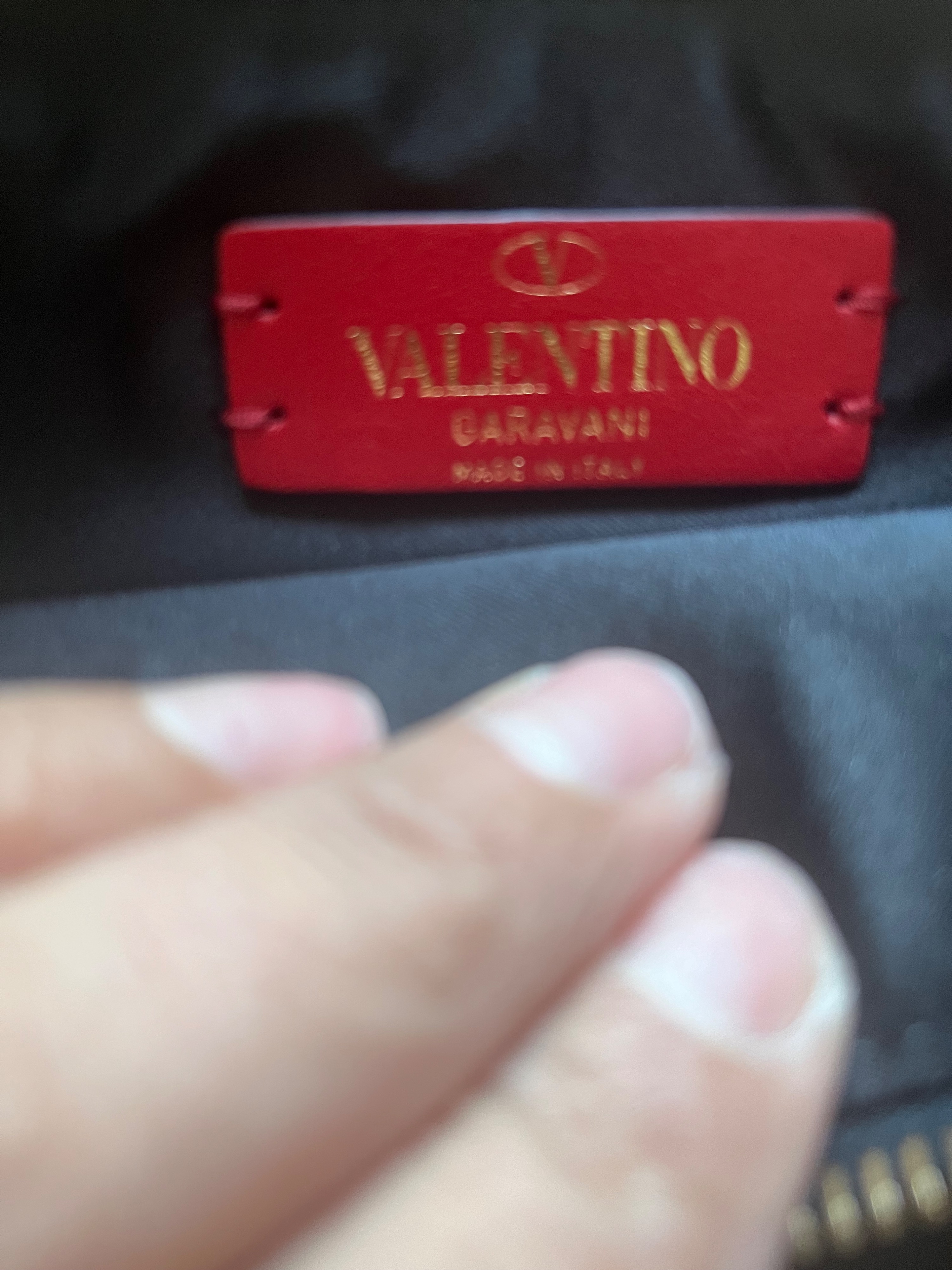 Preowned Valentino Black Leather V-Logo Clutch