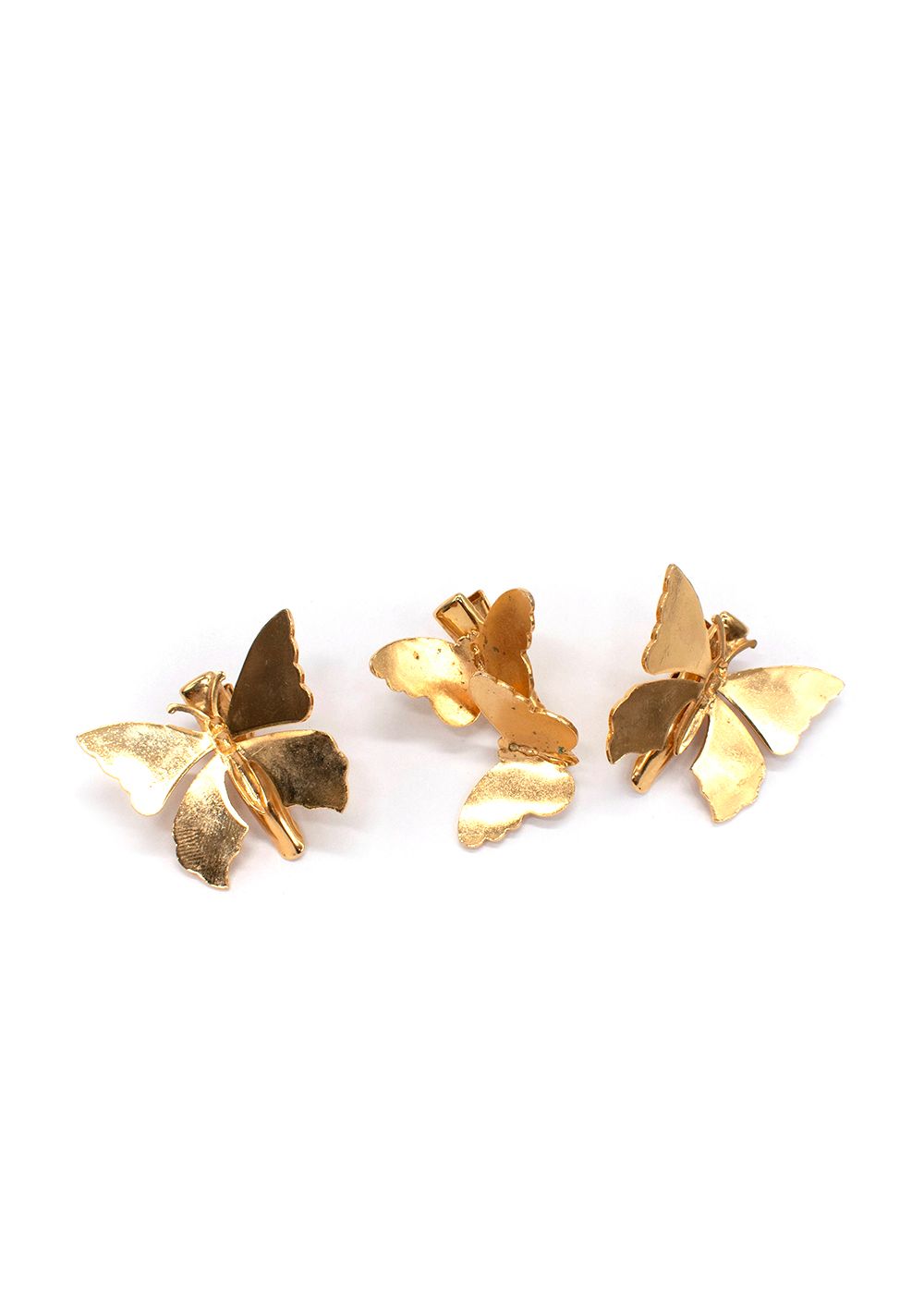 Preowned Lelet Allegra Butterfly Clip Set Of 3 gold gold plated metal