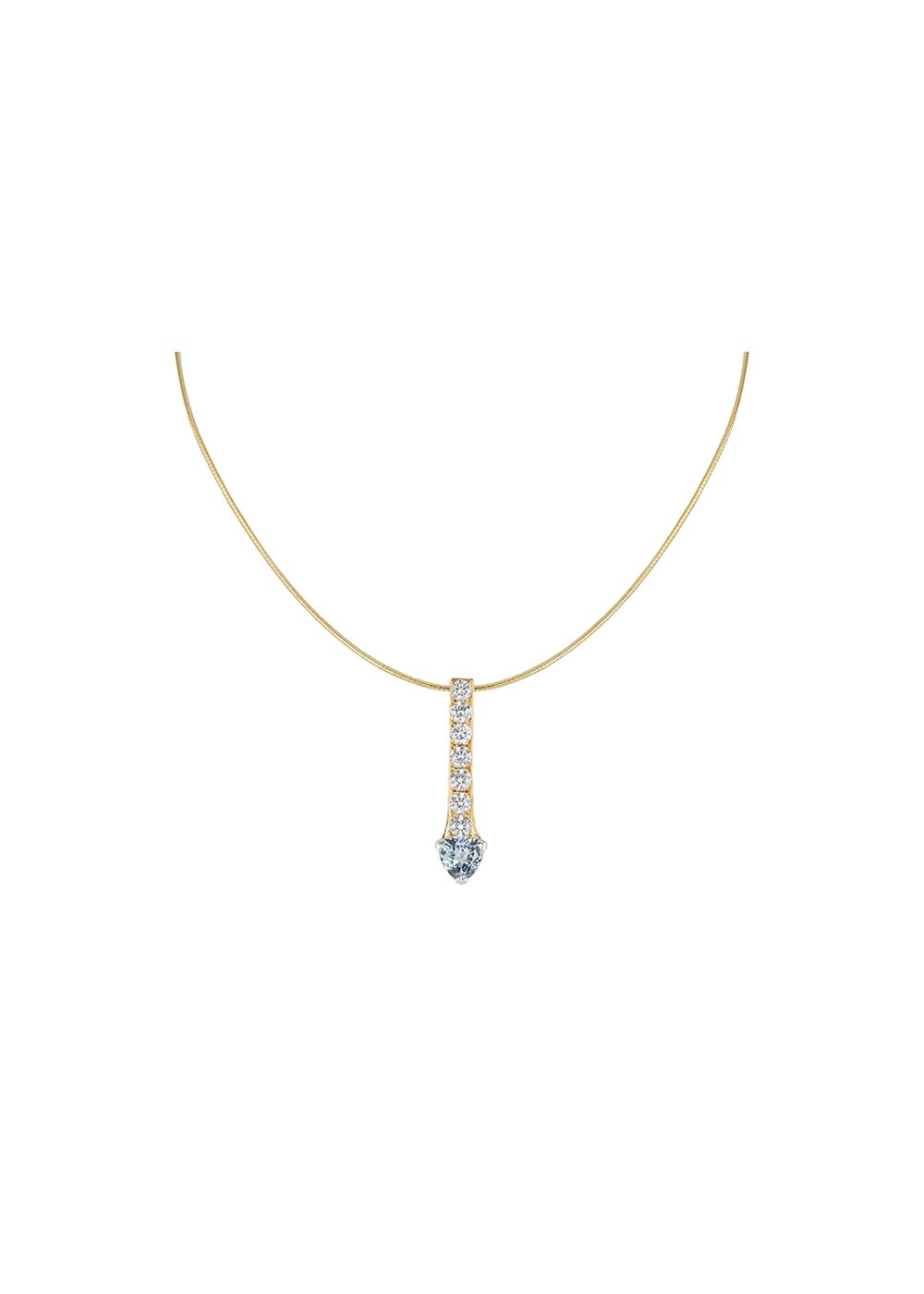 18ct yellow gold diamond  aquamarine pendant necklace