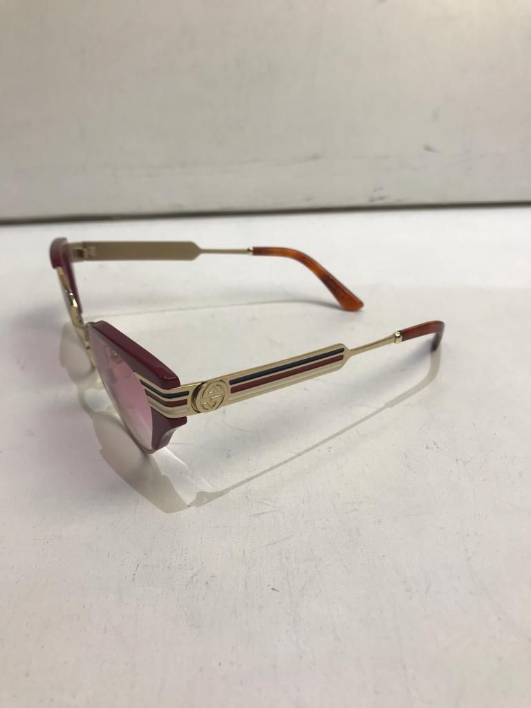 Preowned Gucci GG0522S Red  Gold Sunglasses metal