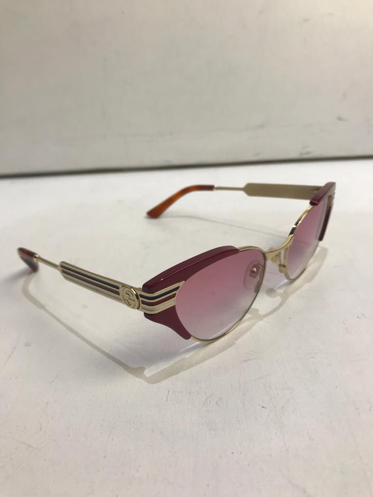 Preowned Gucci GG0522S Red  Gold Sunglasses metal