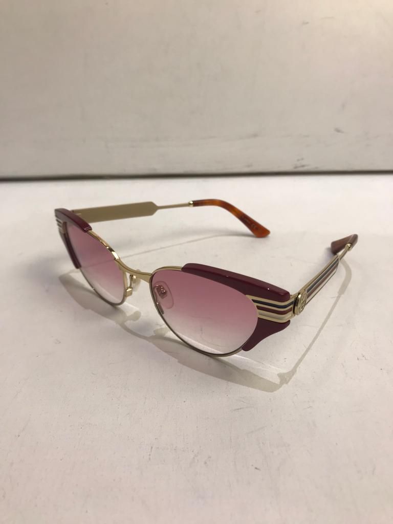 Preowned Gucci GG0522S Red  Gold Sunglasses metal