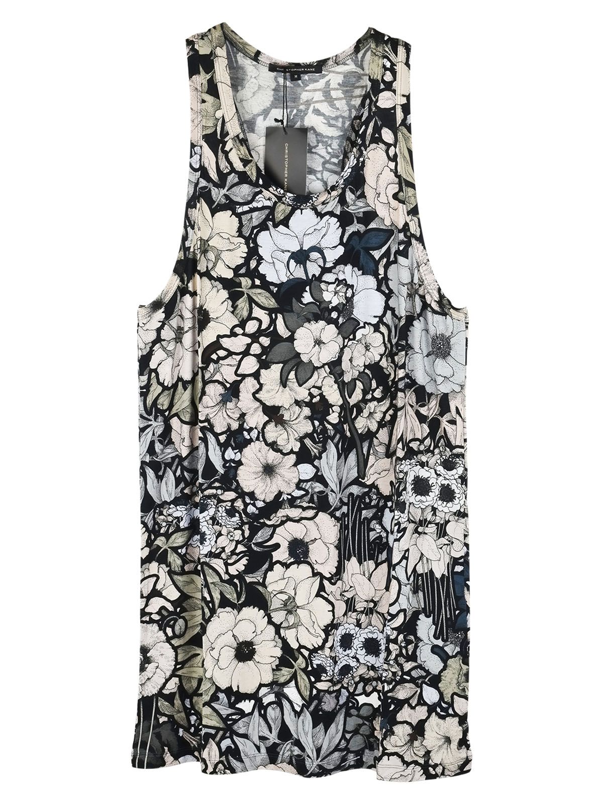 Christopher Kane Black  grey floral jersey tank dress Size M Multicoloured viscose