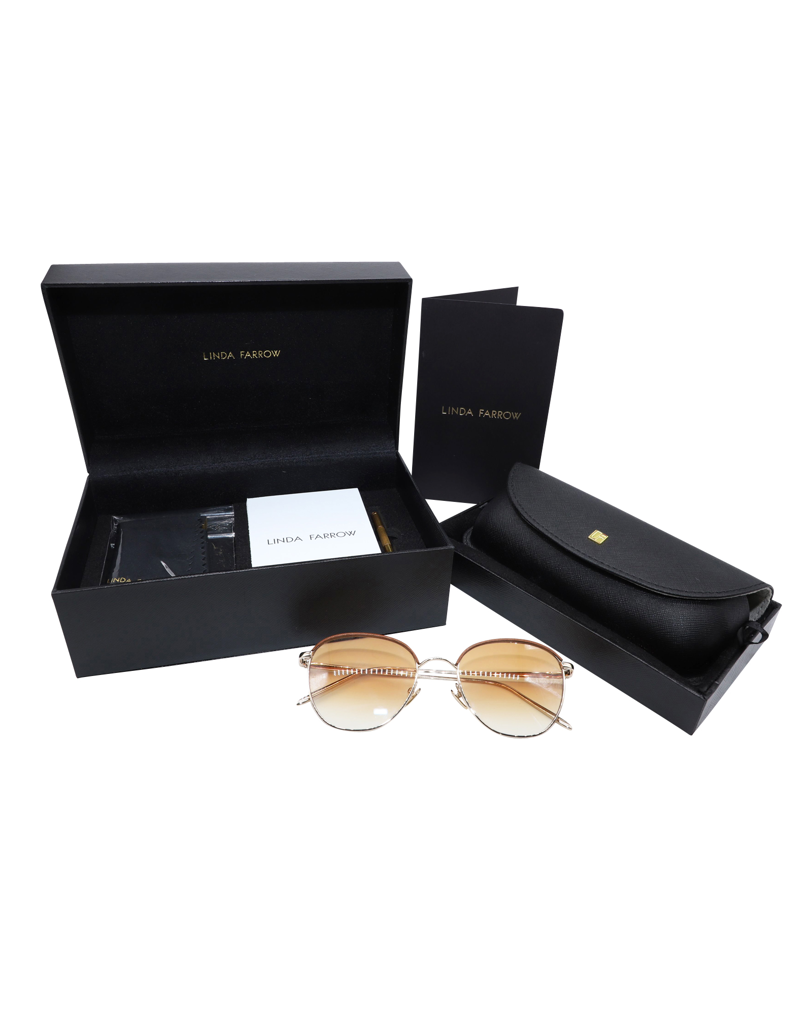 Preowned Linda Farrow RAIF C7 Sunglasses gold metal/gold-plated metal