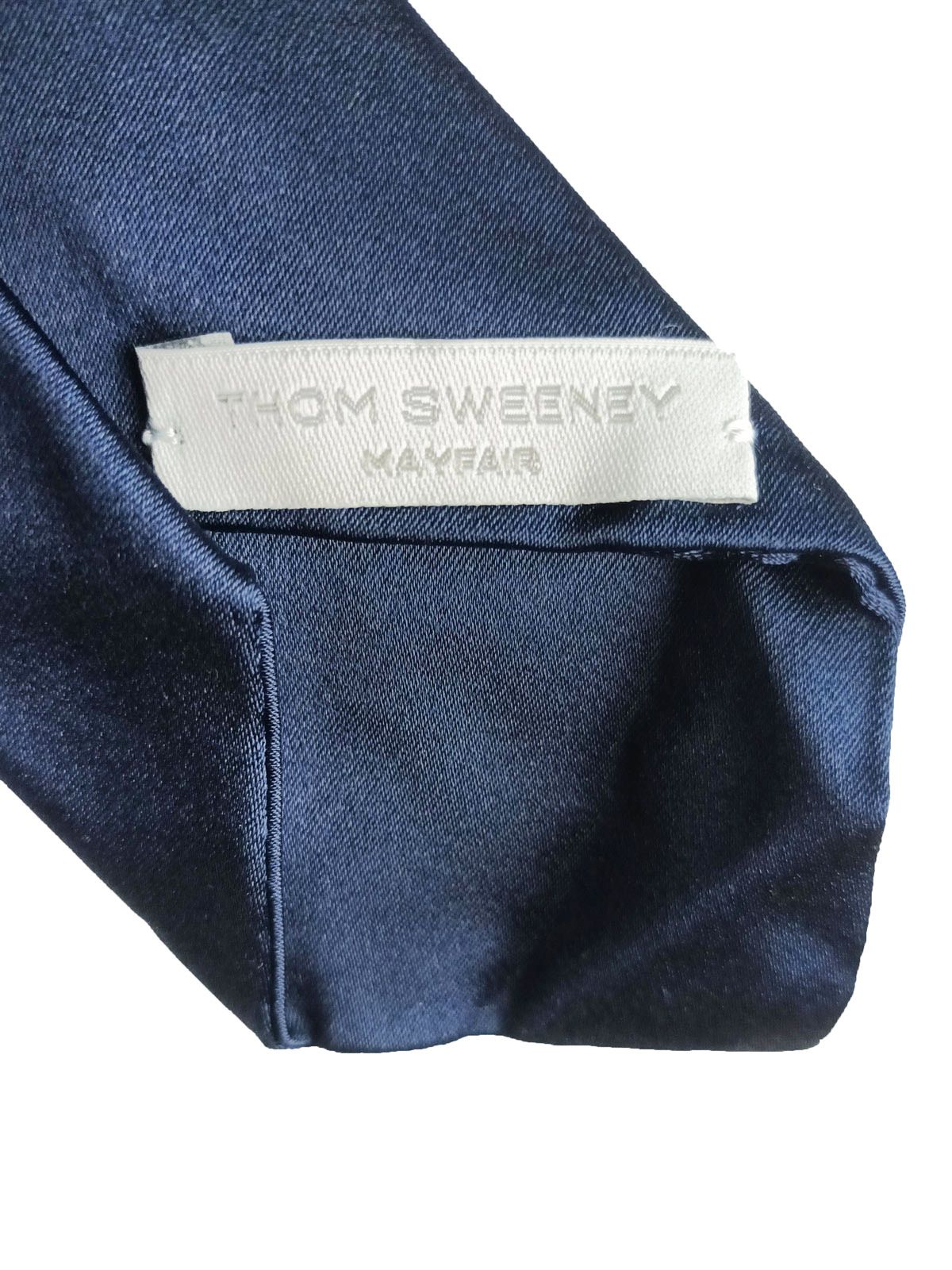 Men's Thom Sweeney Blue silk satin tie Dark Blue/Violet