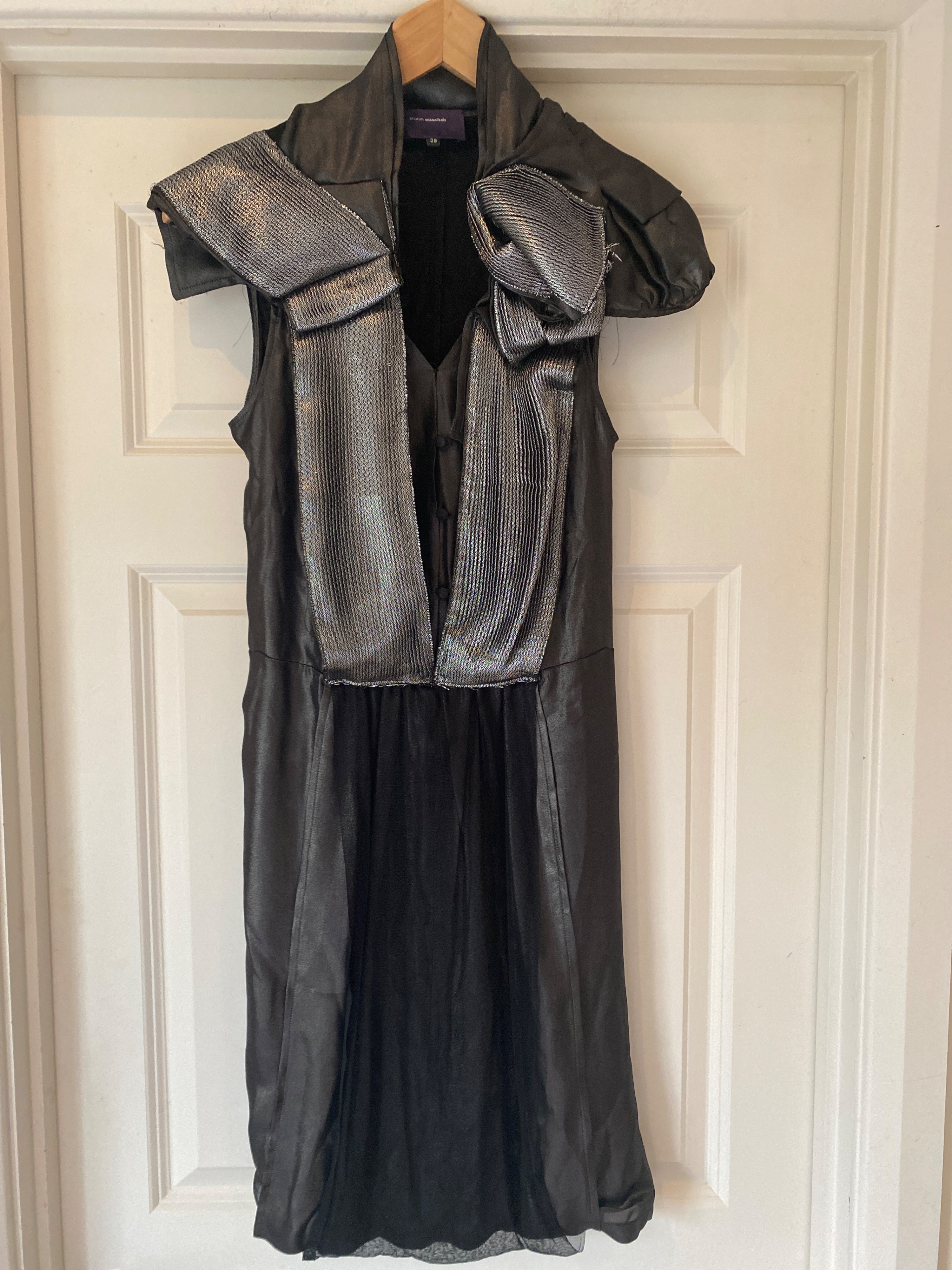 Sharon Wauchob Black  Silver Silk Dress Size S Black Silver