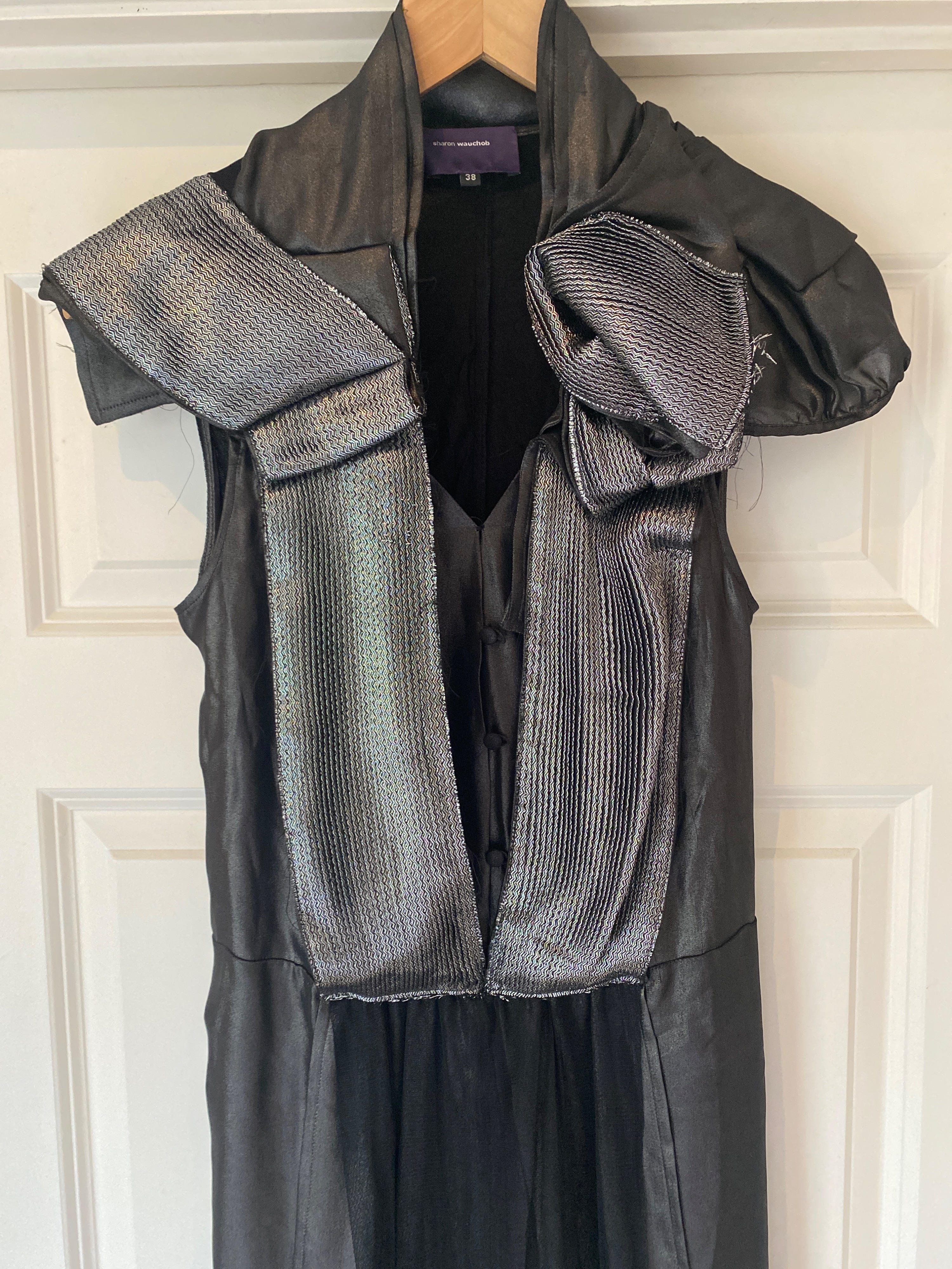 Sharon Wauchob Black  Silver Silk Dress Size S Black Silver