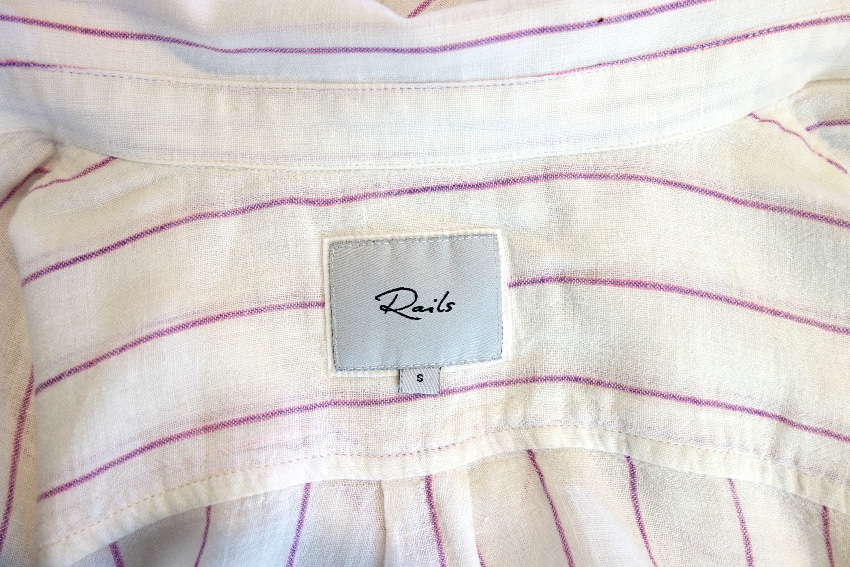 Preowned Rails Charli Skinny-Striped Shirt Size S White linen