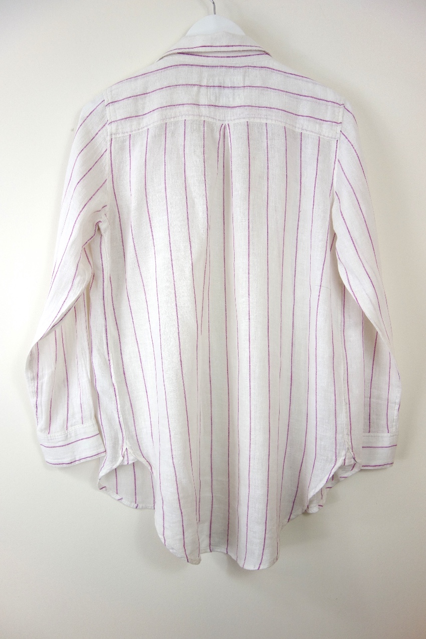 Preowned Rails Charli Skinny-Striped Shirt Size S White linen