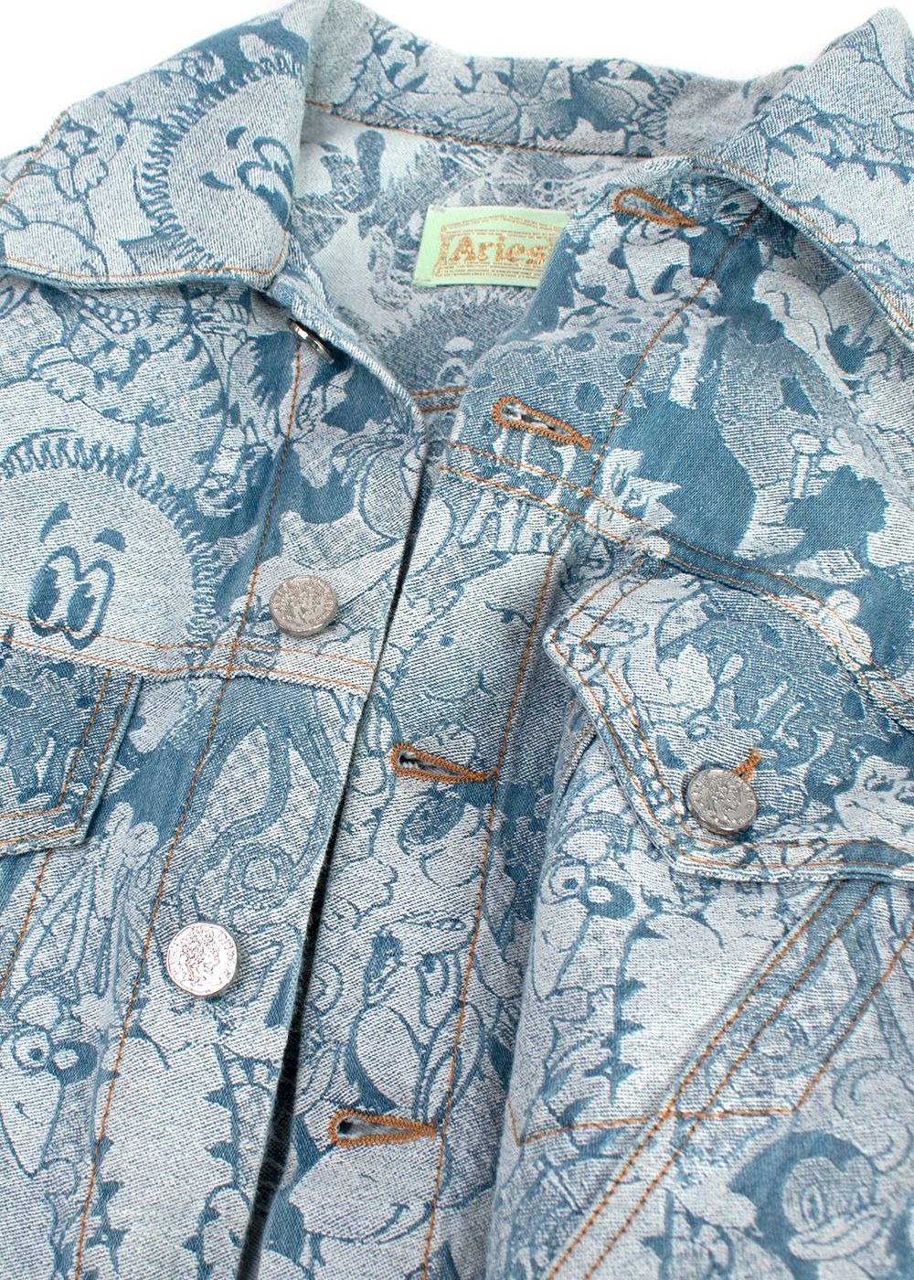 Aries Trucker Cartoon Denim Jacket Size L