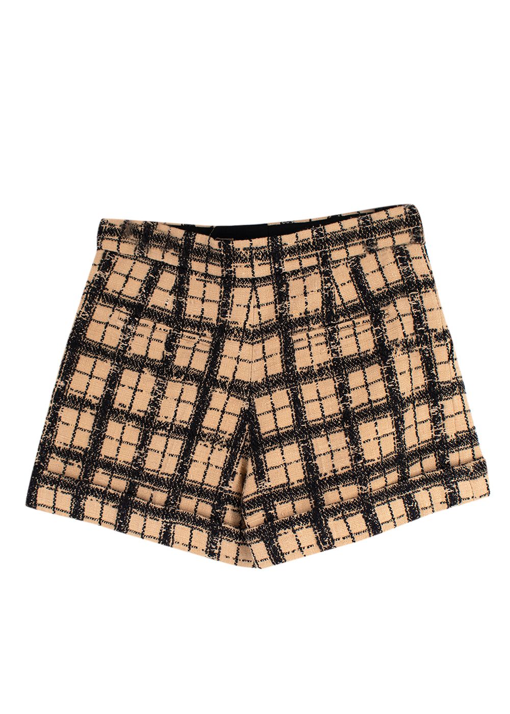 Dior Beige  Black Check Silk-blend Shorts Size XS beige black silk