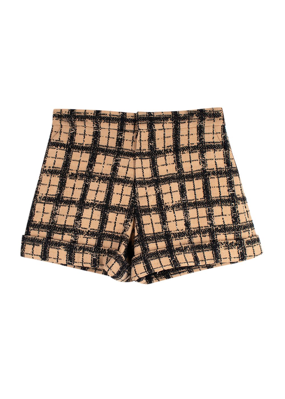 Dior Beige  Black Check Silk-blend Shorts Size XS beige black silk