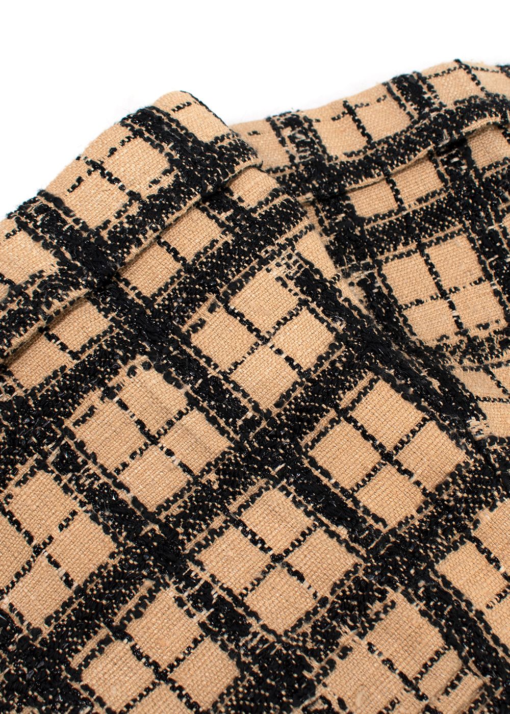 Dior Beige  Black Check Silk-blend Shorts Size XS beige black silk