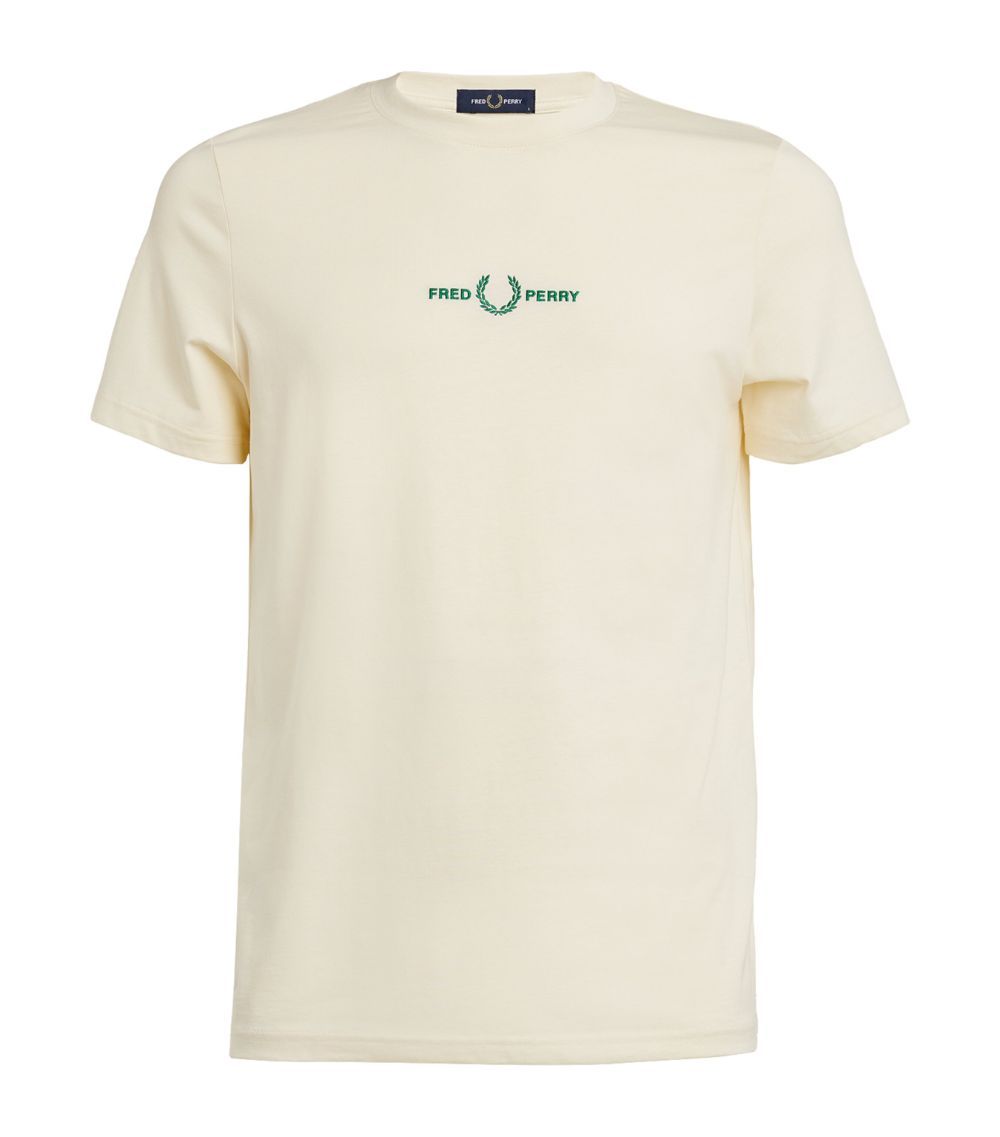 Fred Perry Ecru Embroidered Logo T-Shirt Size XXL