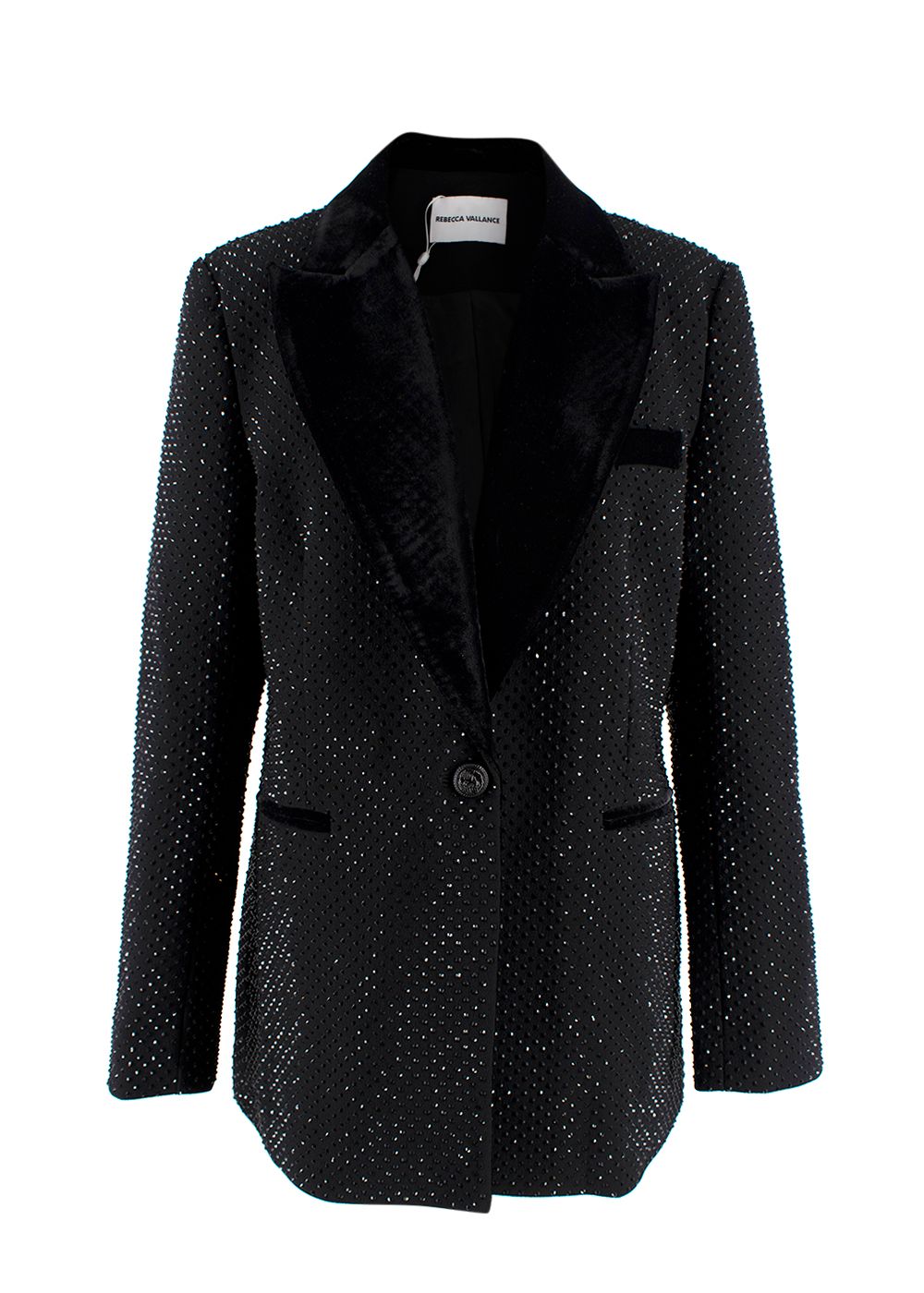 Rebecca Vallance Black Priscilla Velvet-Trimmed Crystal-Embellished Blazer and Skirt Set Size M polyester