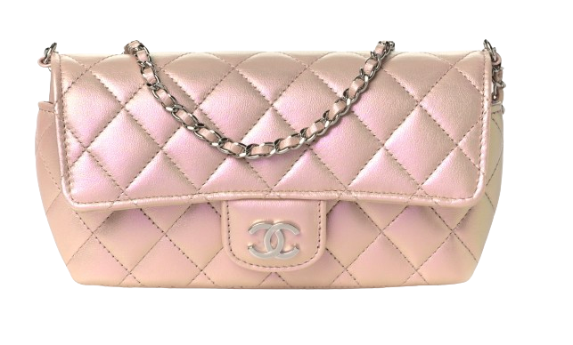 Preowned Chanel Pink Iridescent Mini Flap leather