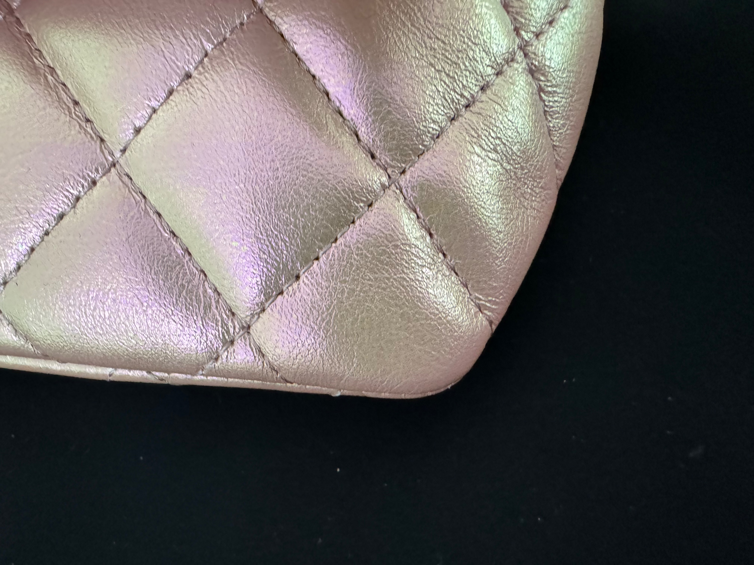 Preowned Chanel Pink Iridescent Mini Flap leather