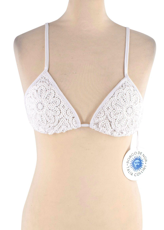 Borgo De Nor x Talia Collins White Crochet Divona Tie Bikini Size L recycled polyamide/elastane