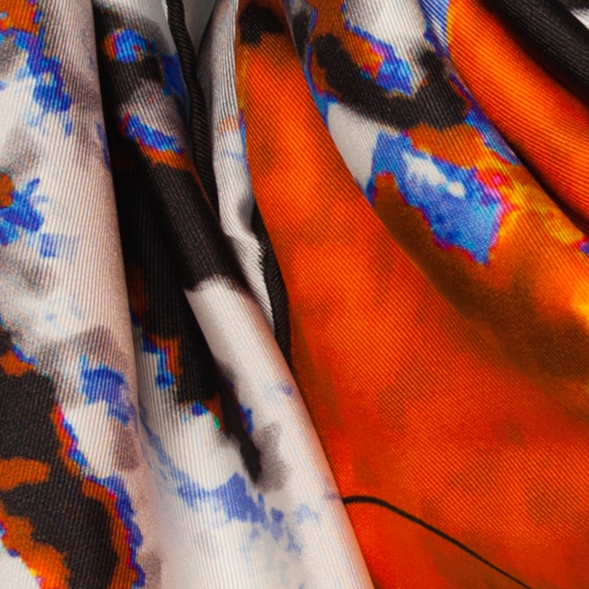 Rosemary Goodenough Planting in Drifts VIII Silk Scarf Orange  Blues