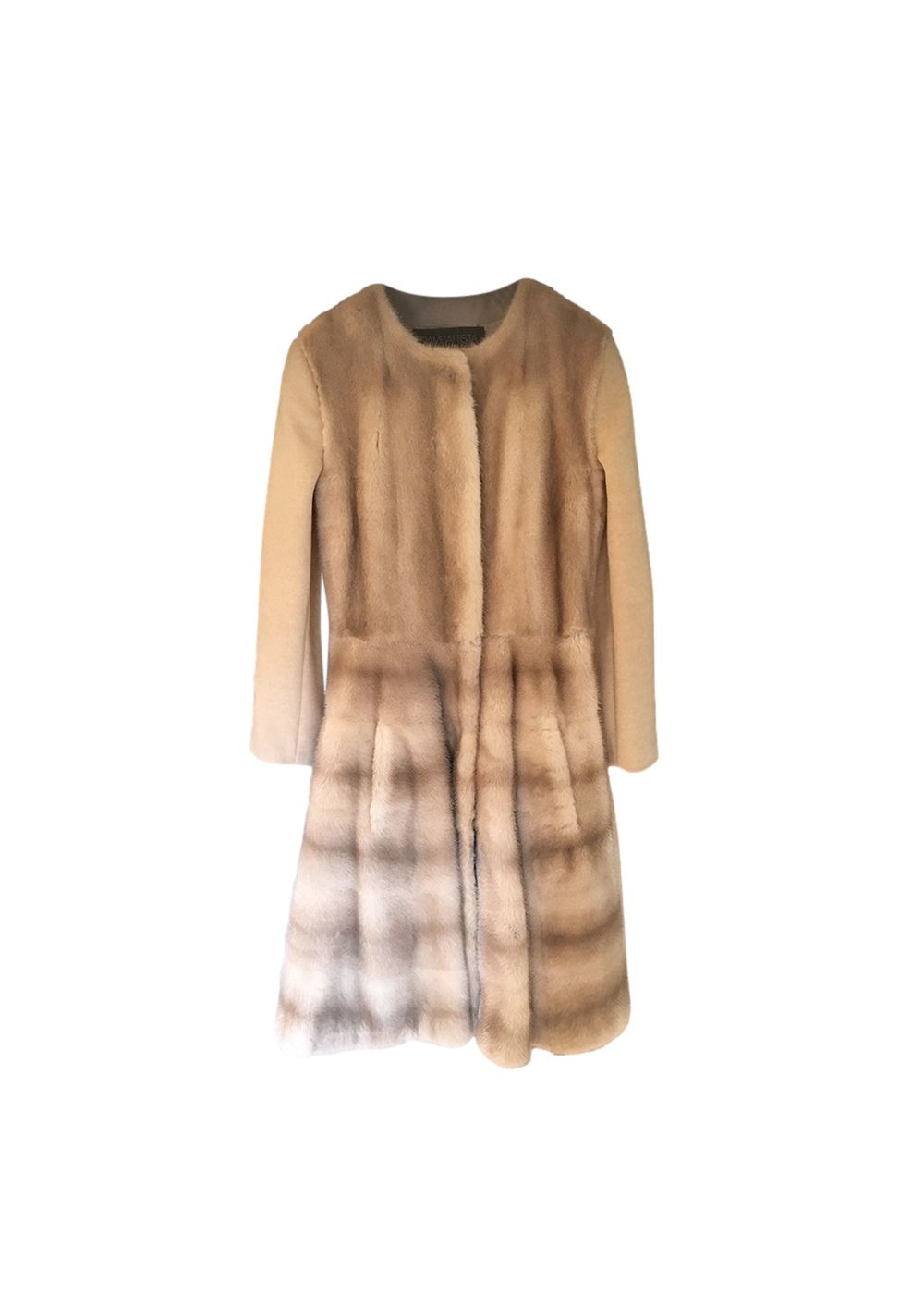 Preowned Giambattista Valli Mink Fur A-Line Coat Size S beige