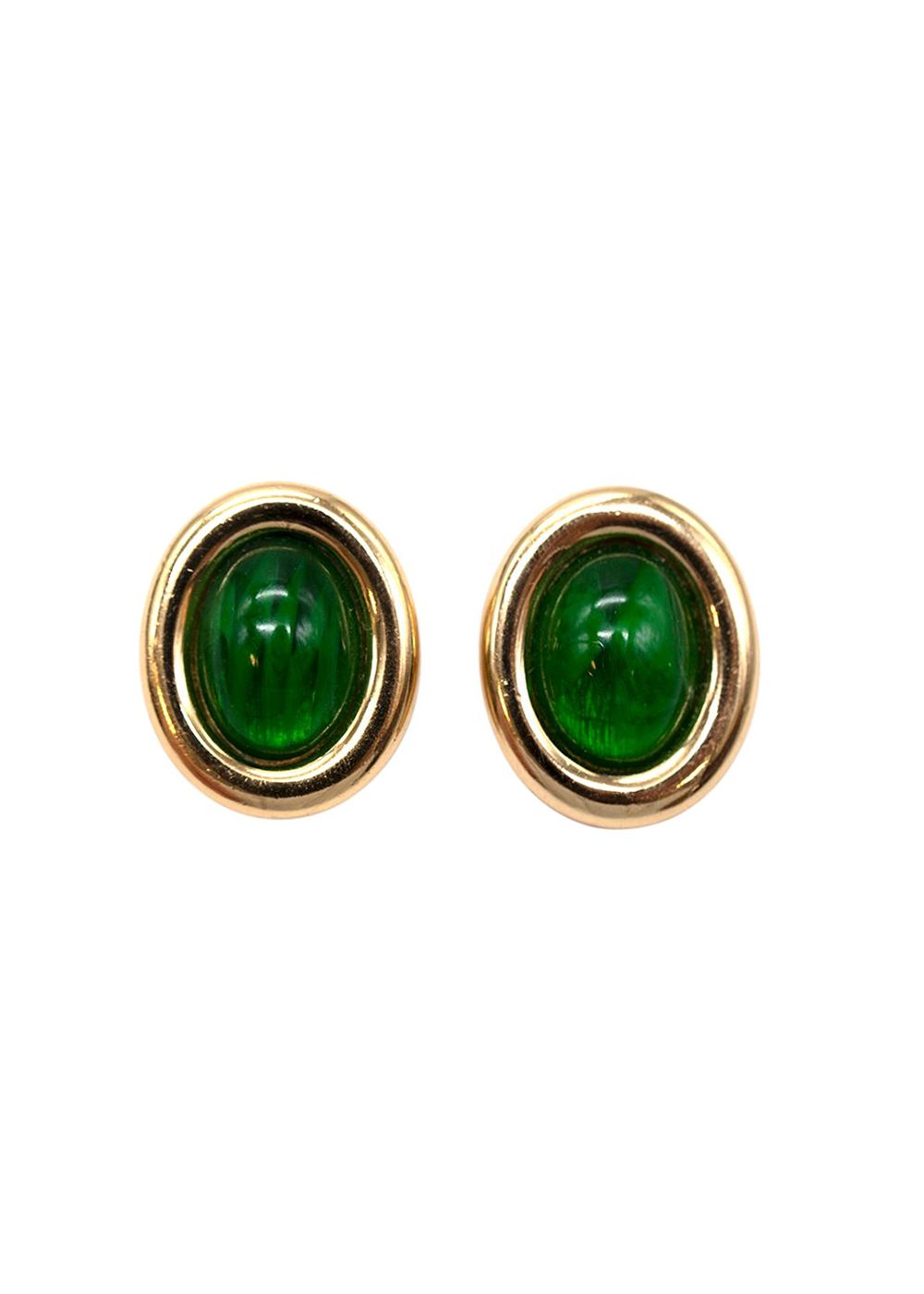 Dior Vintage Green Crystal Clip-on Earrings metal