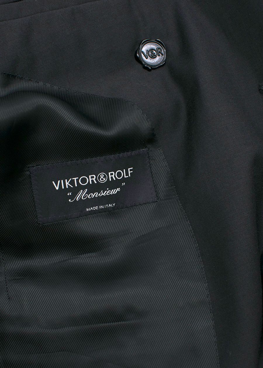 Men's ViktorRolf Black Single Breasted Cotton Blazer Size M