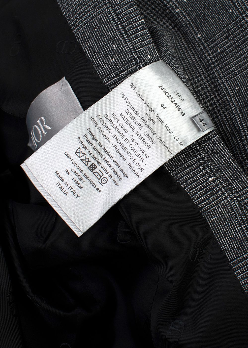 Men's Dior Homme Grey Check Single-Breasted Jacket Size XS wool