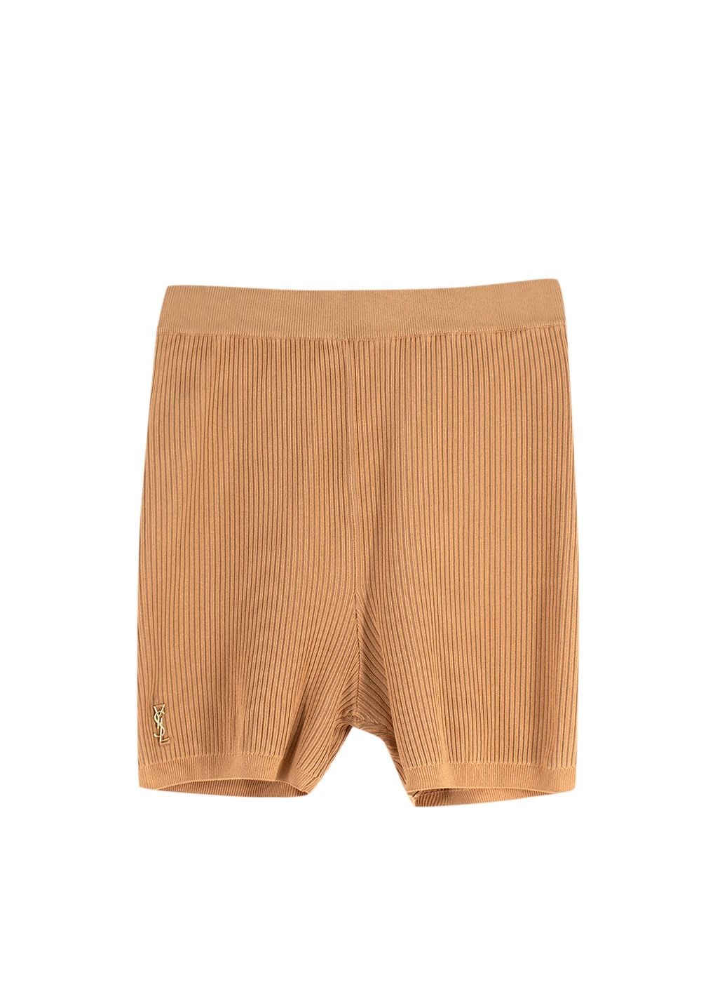 Saint Laurent Camel Ribbed Cycling Shorts Size XS