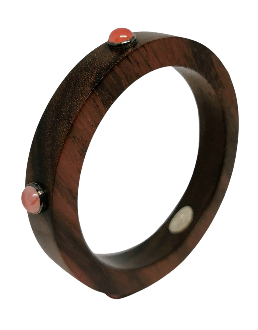 Then Branch Jewelled Rosewood Bangle Tan/Brown silver