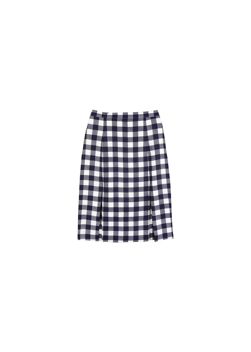 Christopher Kane Navy  white gingham print silk skirt Size XS Blue