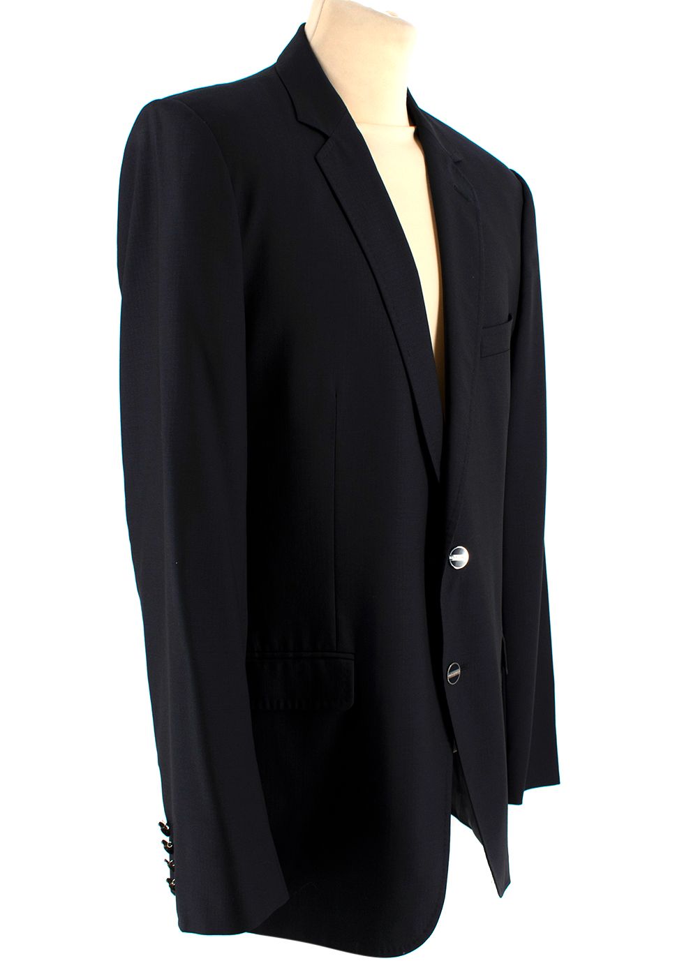 Men's Dolce  Gabbana Black Silk  Virgin Wool Single Breasted Blazer Size XXL