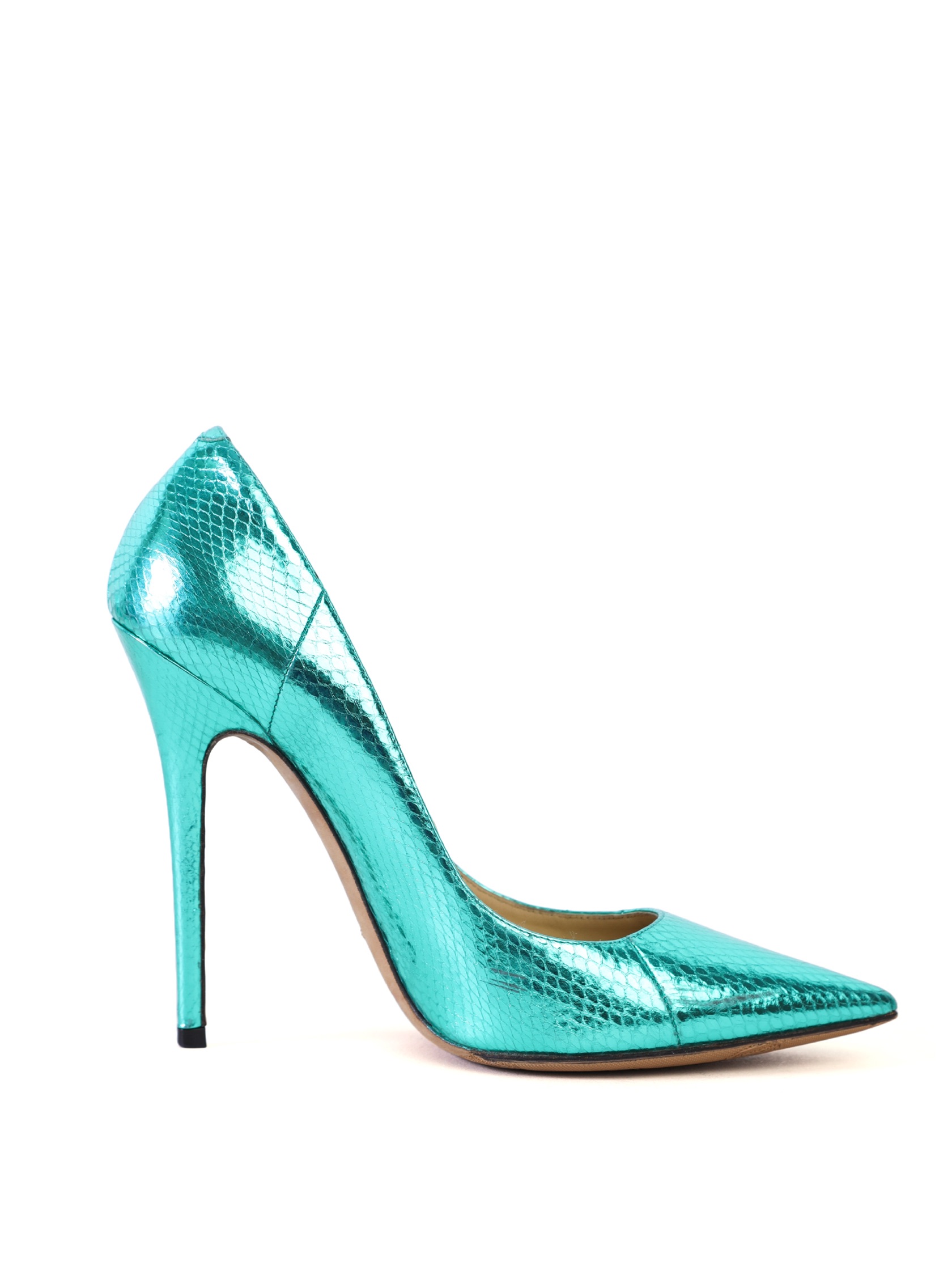 Preowned Jimmy Choo Metallic Green Watersnake Anouk Pumps Size 395 metallic watersnake