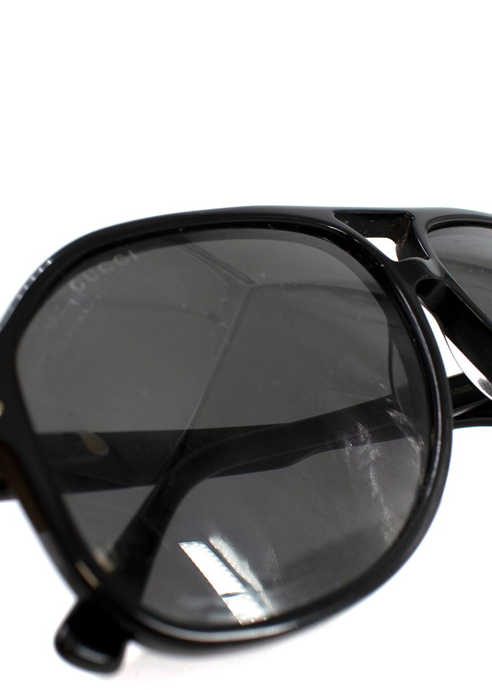 Preowned Gucci Black Aviator Sunglasses plastic