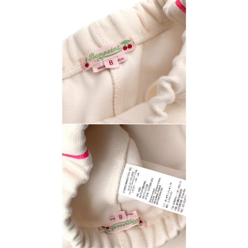 Boys Preowned Bonpoint Ecru Woven Pink Trimmed Tracksuit Set Size 8 Years Cream cotton