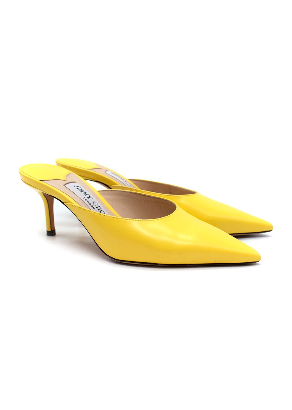 Preowned Jimmy Choo Rav 65 Yellow Leather Mules Size 35