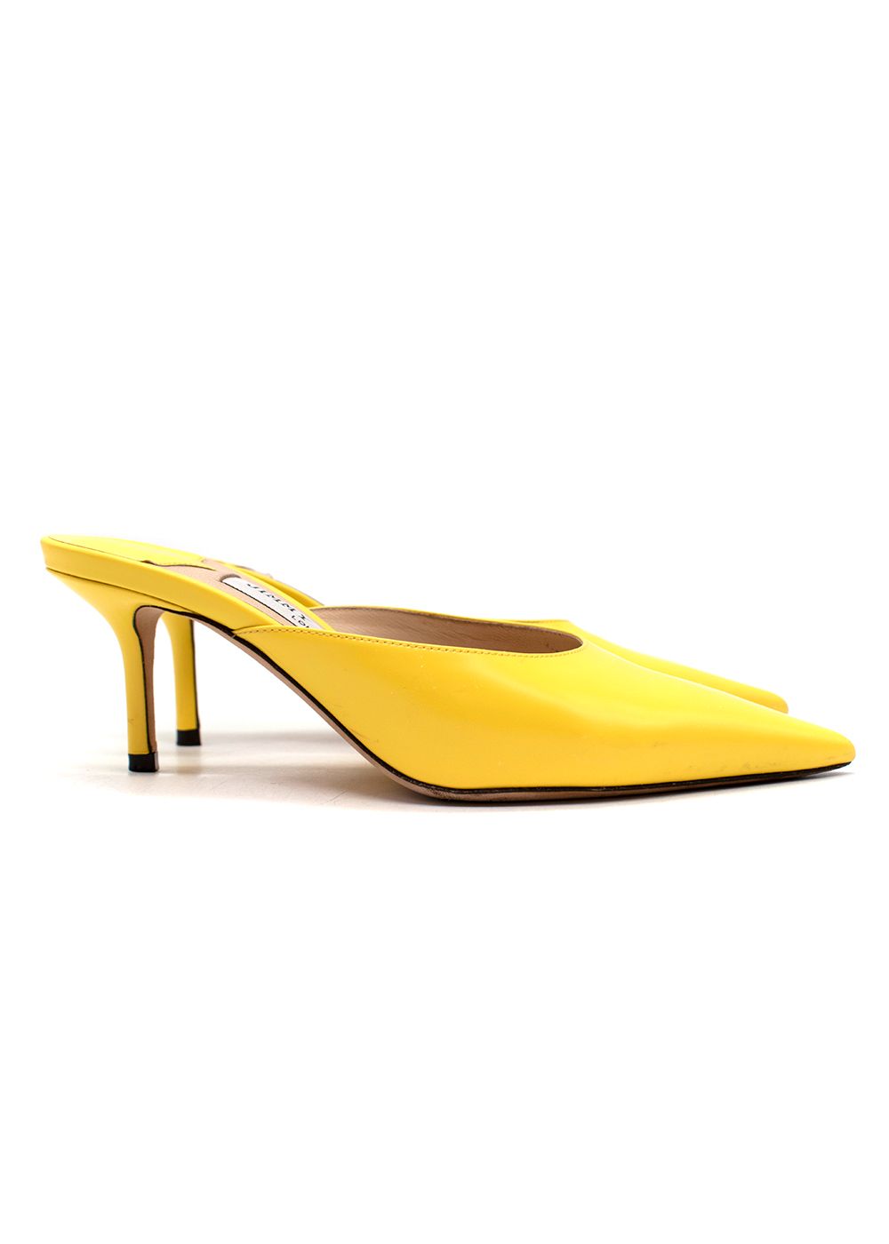 Preowned Jimmy Choo Rav 65 Yellow Leather Mules Size 35