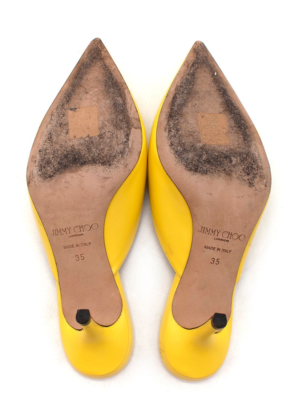 Preowned Jimmy Choo Rav 65 Yellow Leather Mules Size 35