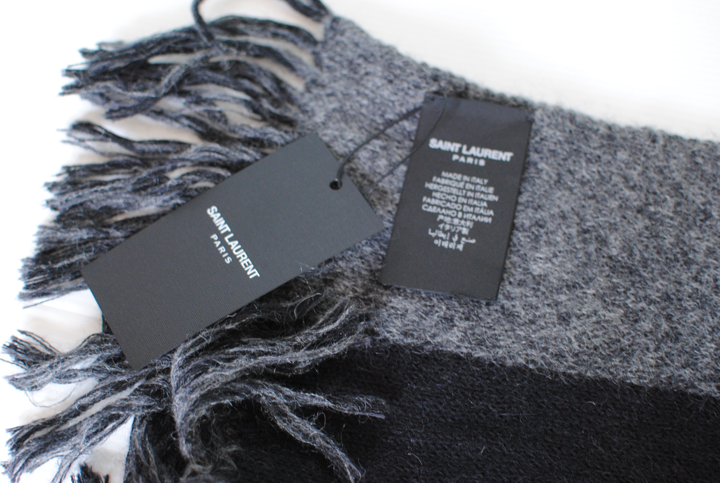 Saint Laurent Black and Grey Wool Blend Scarf wool/alpaca/mohair