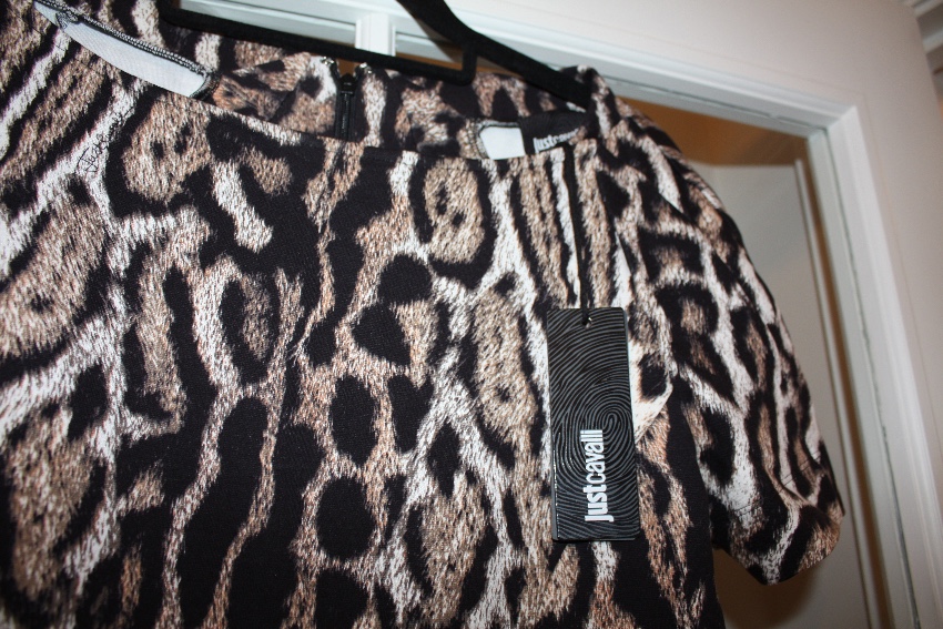 Just Cavalli leopard-print stretch top Size M Tan/Brown viscose