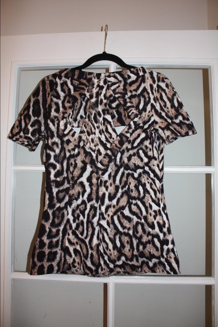 Just Cavalli leopard-print stretch top Size M Tan/Brown viscose